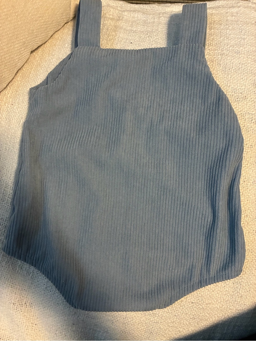 Blue Ribbed 'One' Baby Romper - Picture 2 of 2